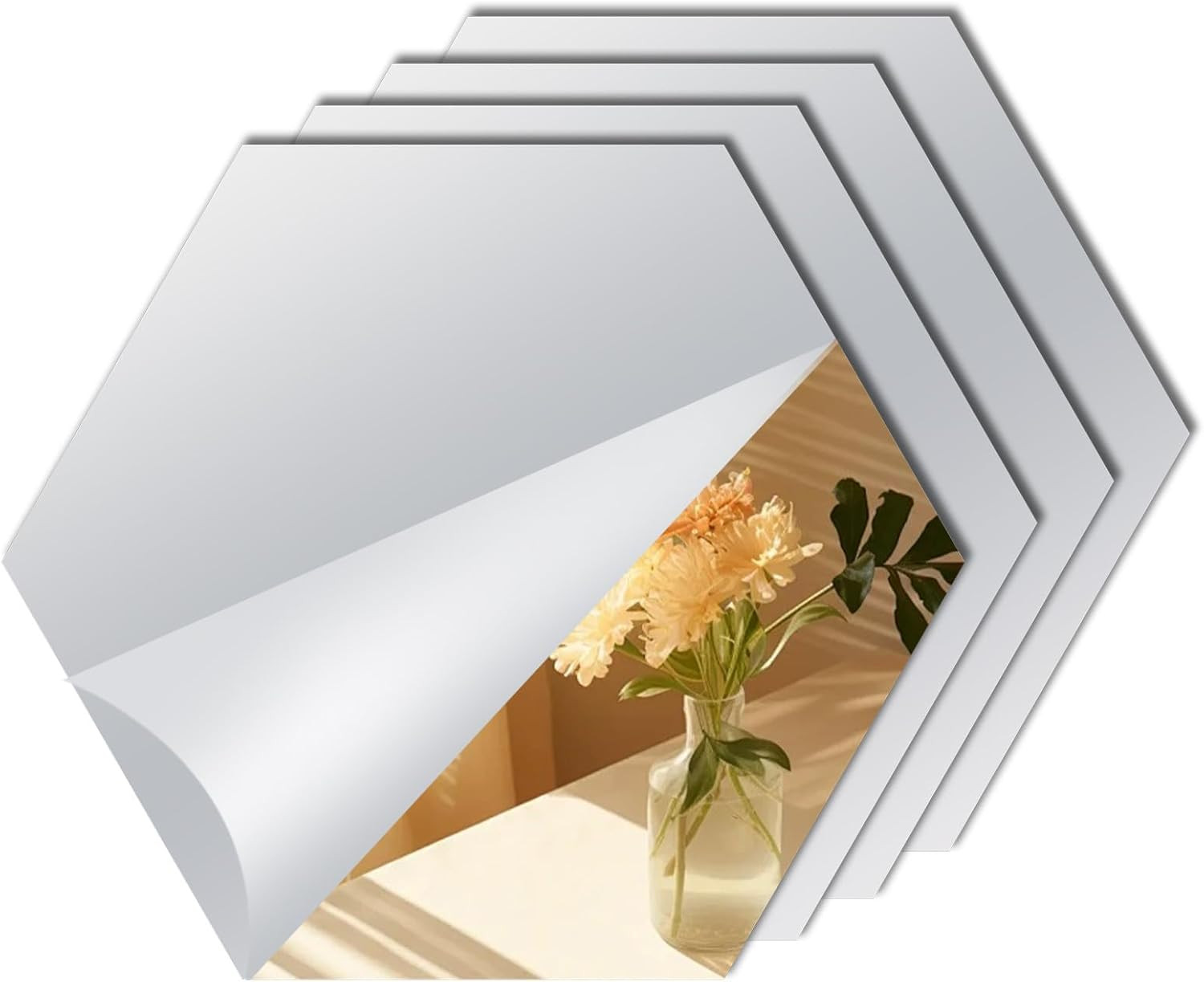 Hexagon Mirror Stickers 10 Pack – Self Adhesive Acrylic Wall Decor Tiles