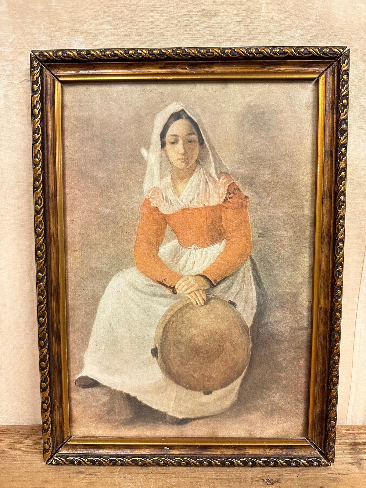 Vintage-inspired Copy Print of Adolph Tidemand's Annunziata with 1920s Frame