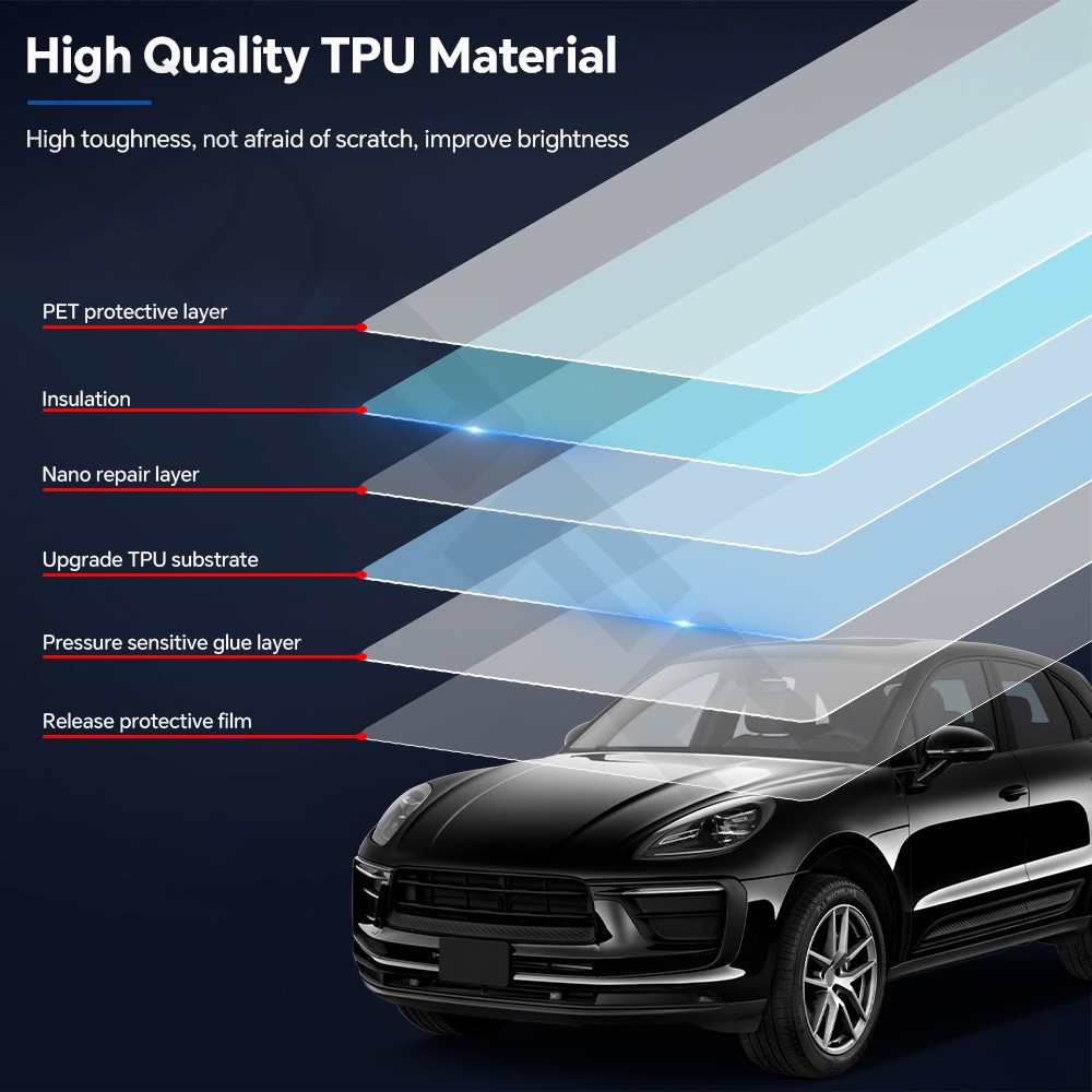 Headlight Mirror Precut Paint Protection Film PPF For Porsche Macan Base 2022-24