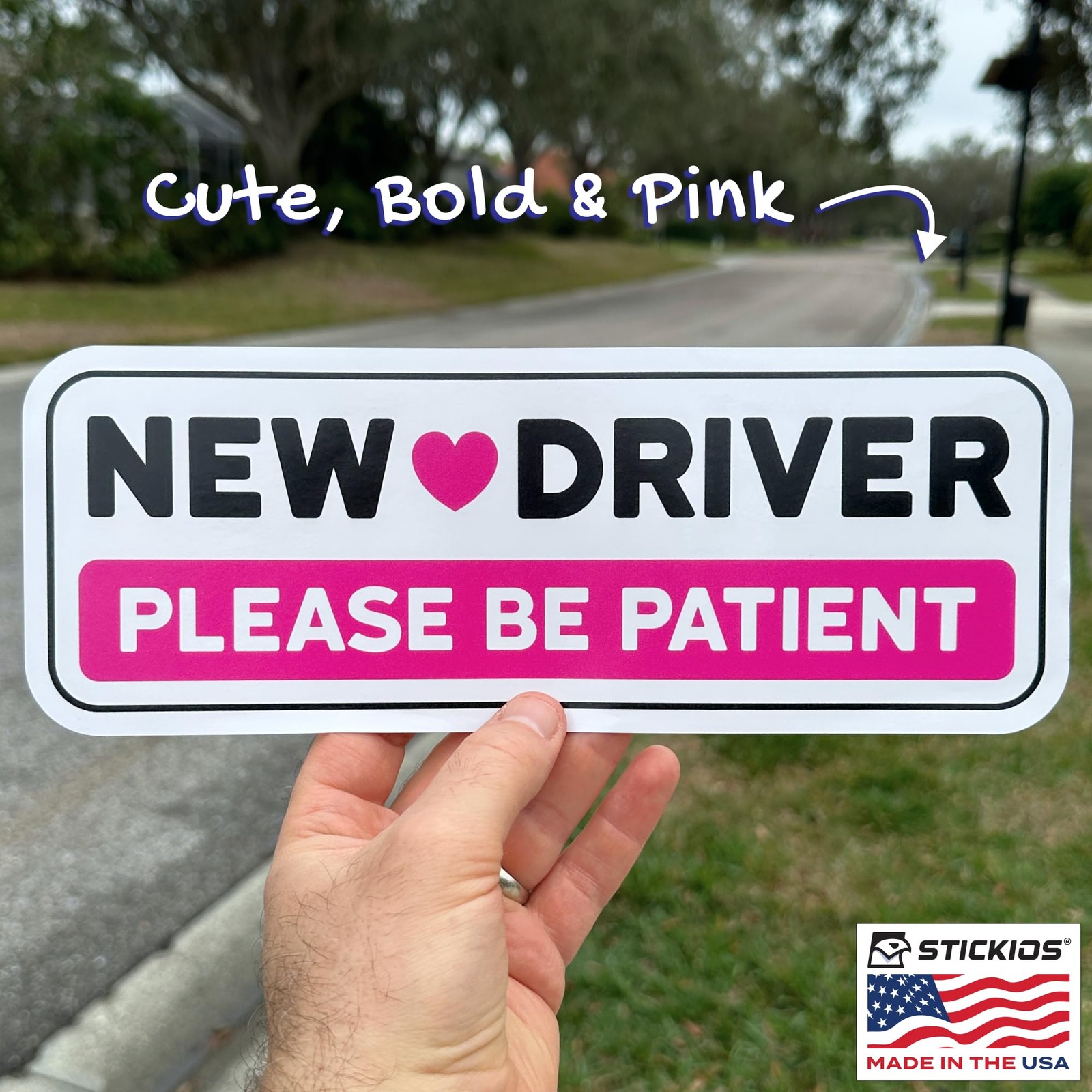 New Driver Stickers Pink Non-Magnetic for Cars & Windows Reusable