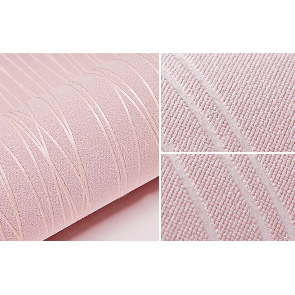 33FT 3D Non-woven Wallpaper Roll Living Room Bedroom Decor Pink Stripes Sticker