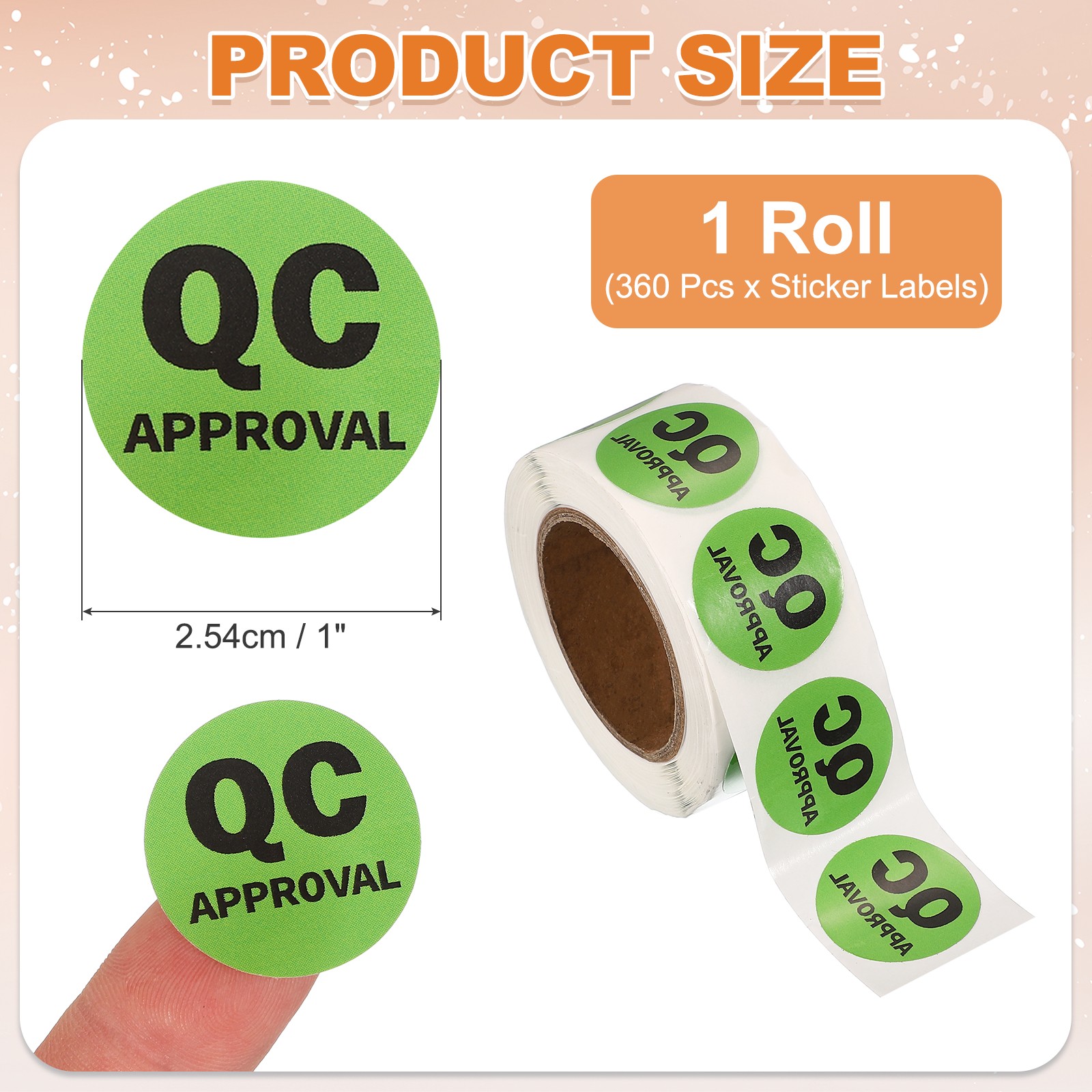 360 Pcs 1 Inch Circle Adhesive QC APPROVAL Label Stickers, Light Green