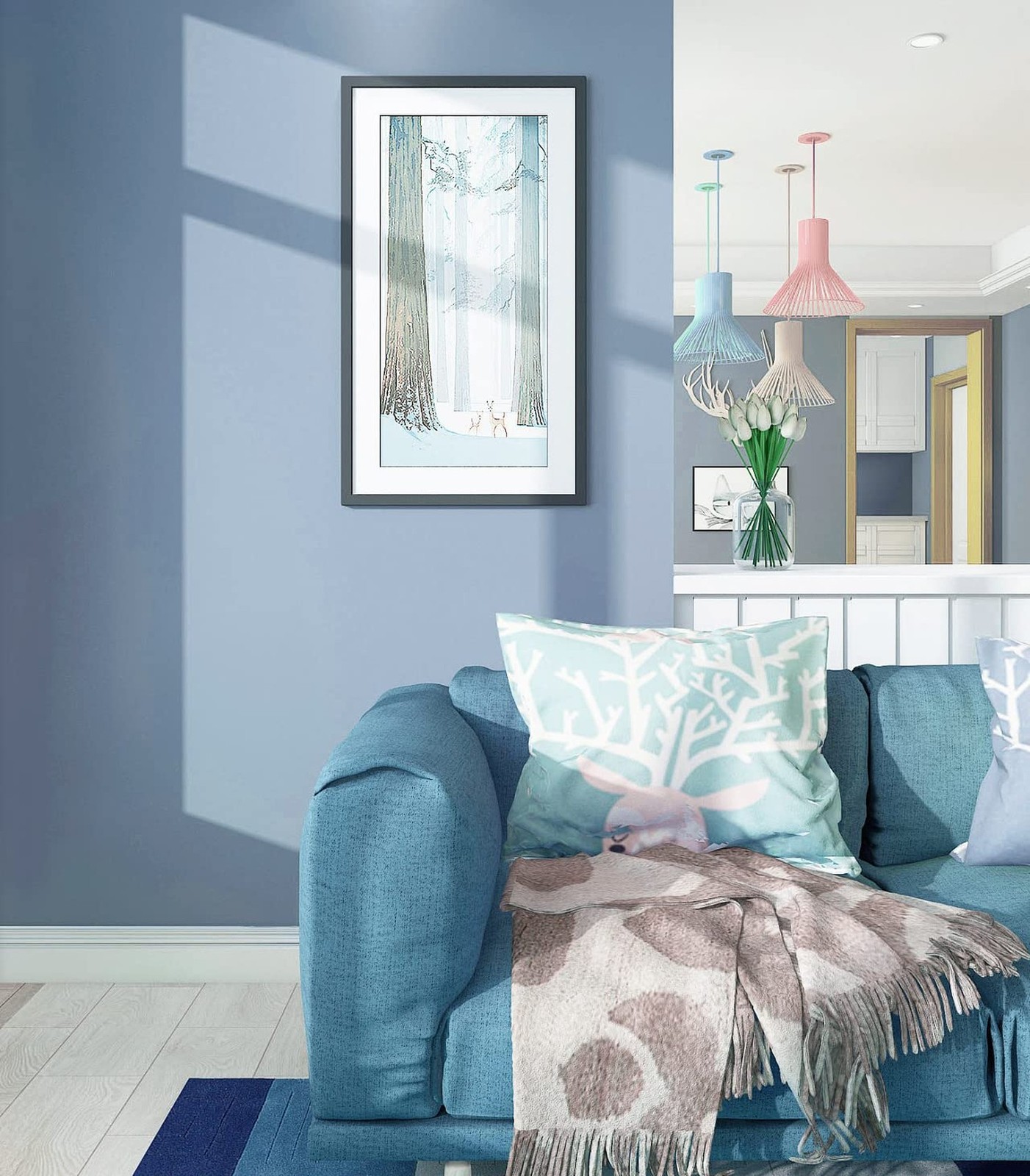 Safiyya 393"x17.7" Blue Wallpaper Grey Blue Peel and Stick Wallpaper Contact …