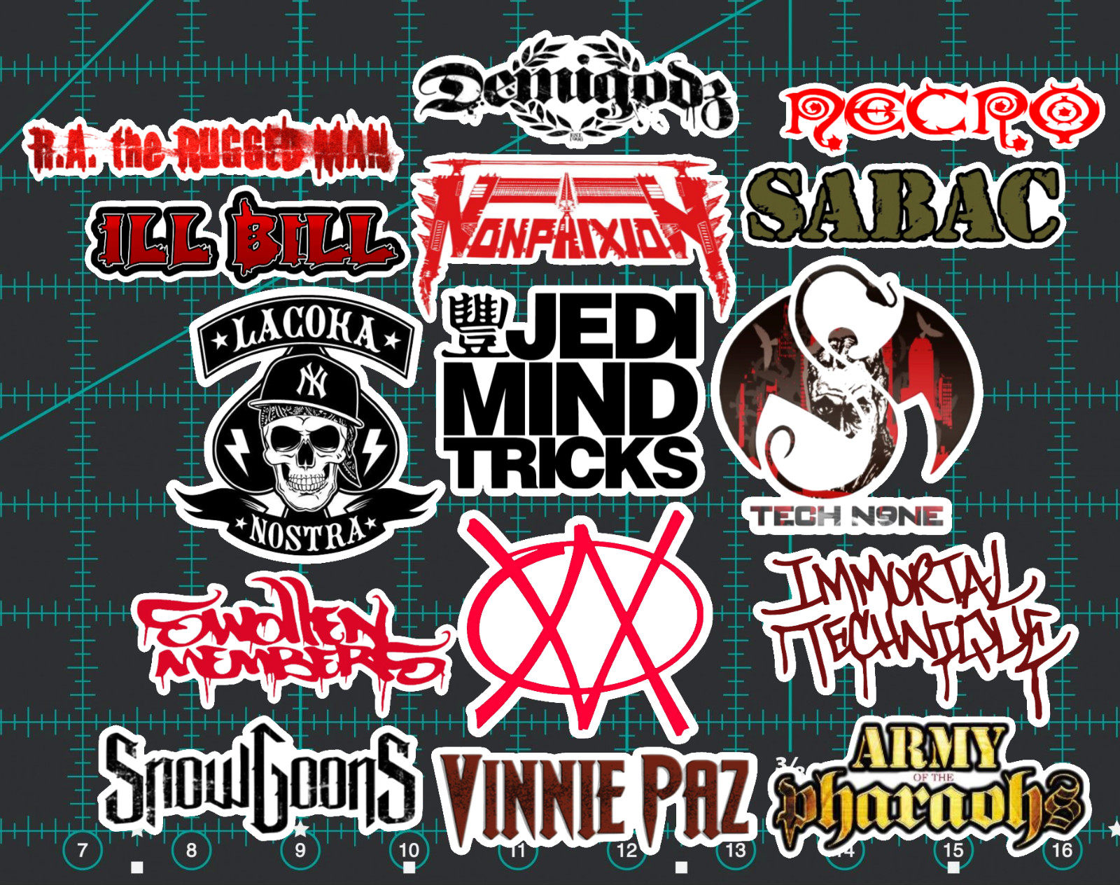 15 Underground Hip-Hop Sticker Pack – Clear, Holographic, or White – Rap JMT