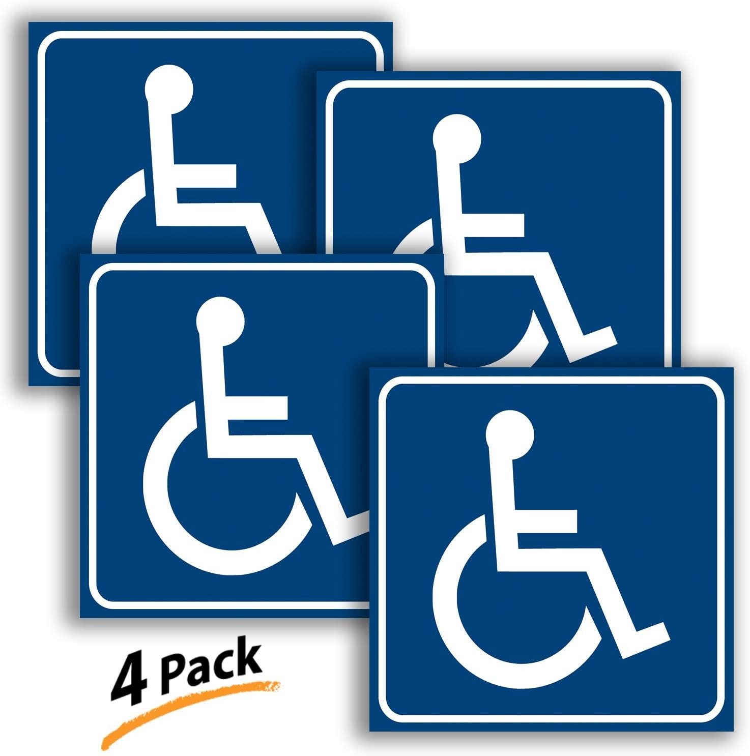 Handicap Signs Stickers Decal Symbol – 4 pack, 6×6 inch – ADA Compliant – Dis…
