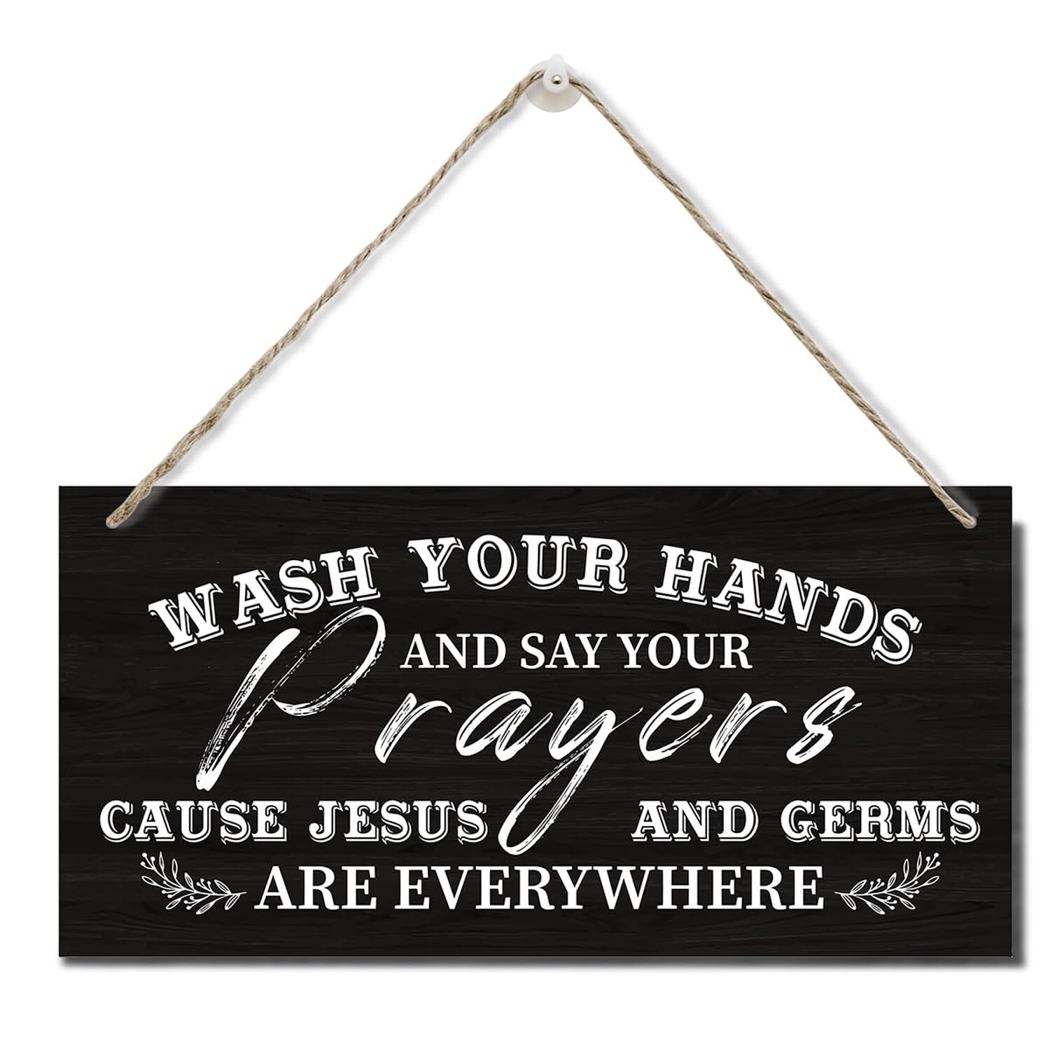 Wash Your Hands And Say Your Prayers Sign, Printed Wood Plaque Sign Wall Hang…