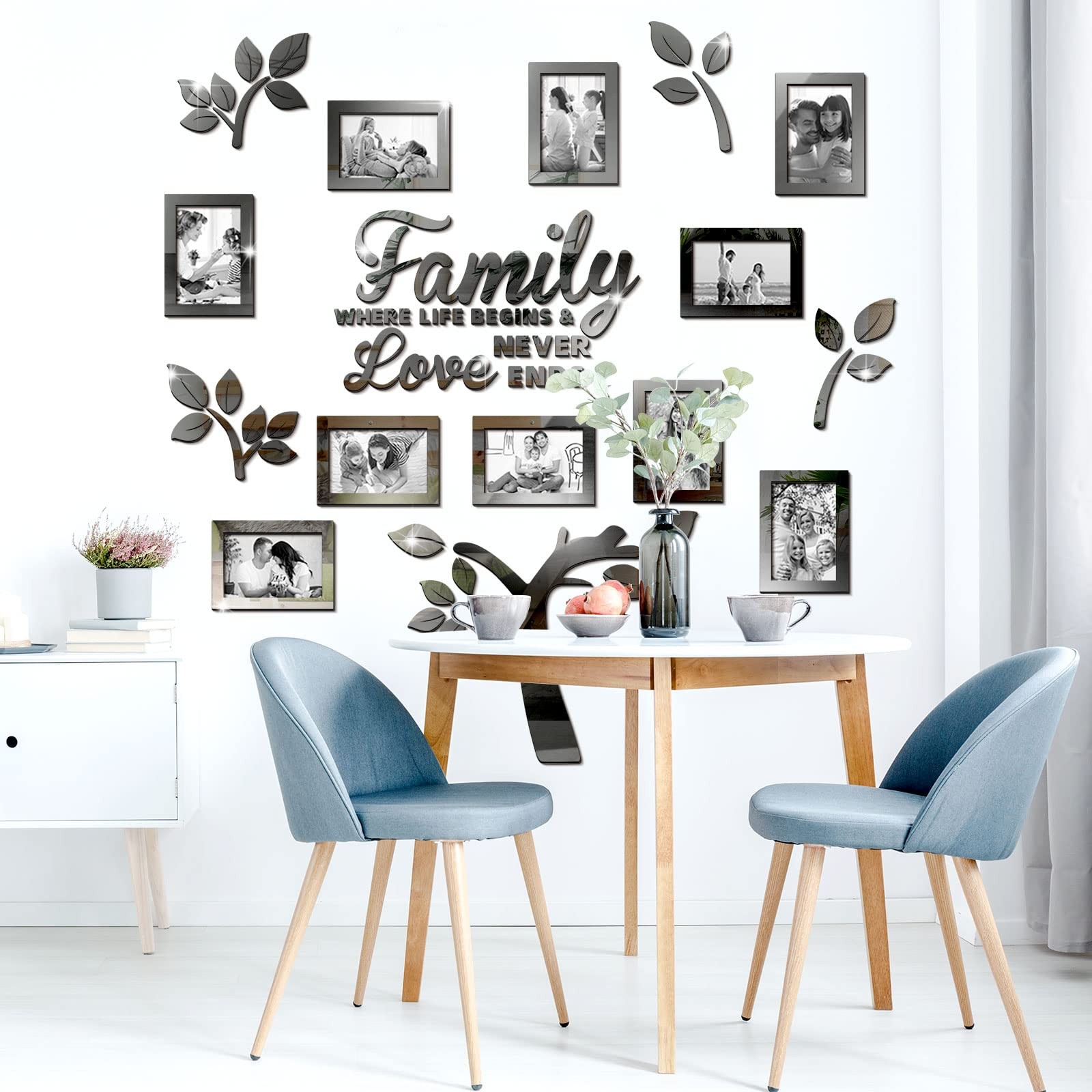 Family Tree Wall Decal Acrylic 3D DIY Mirror Sticker Photo Frames Removable W…