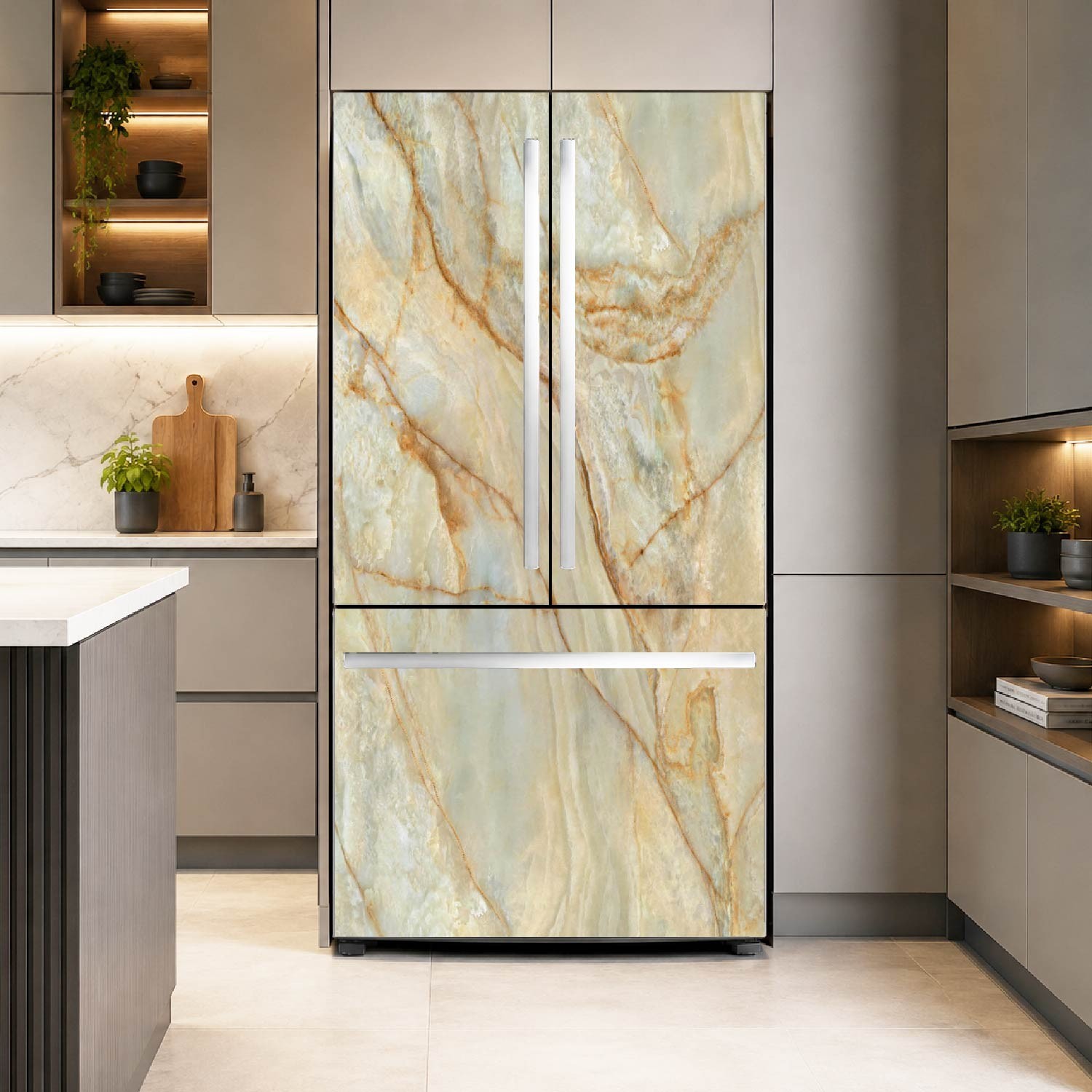 Modern Marble Fridge Skin for a Sophisticated Look