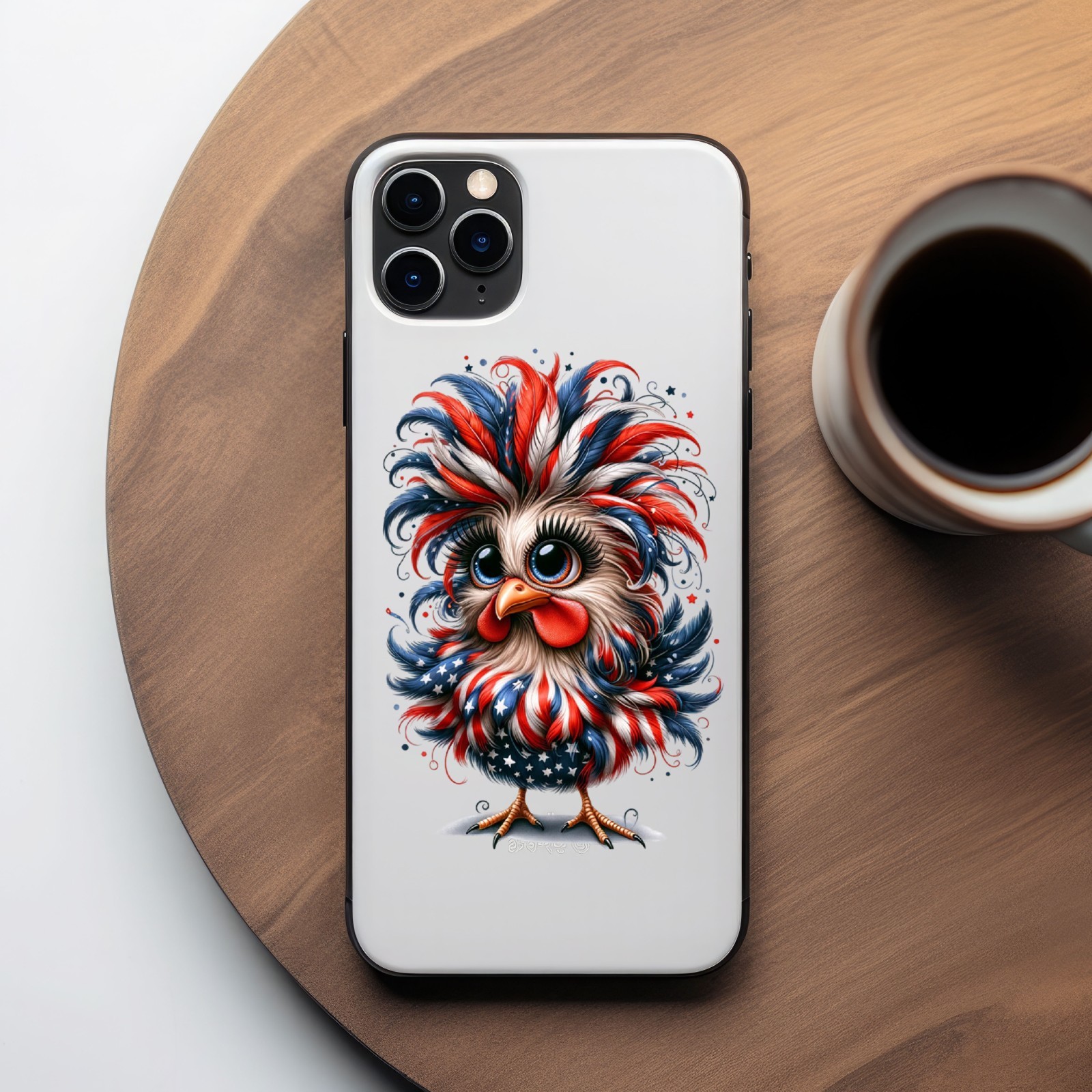 Red, White and Blue Chicken UV DTF Transparent Sticker / Decal