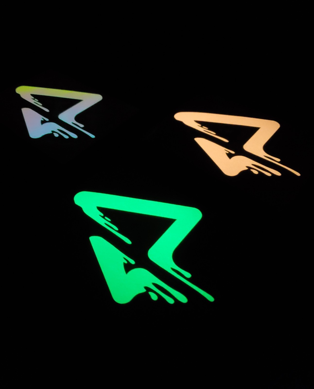 Glow In The Dark Melting Triangle Vinyl Decal Medium Size Sticker Bright Opal