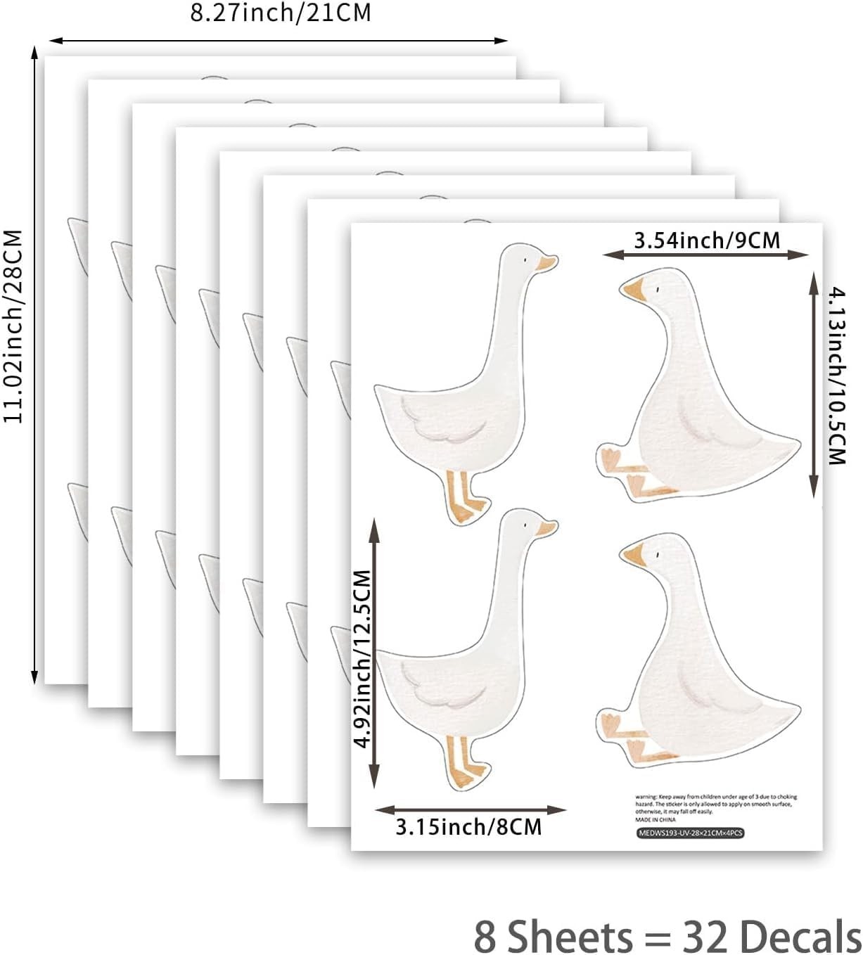 32 Pcs Silly Goose Nursery Decor Peel and Stick, Animals Birthday Decorations…