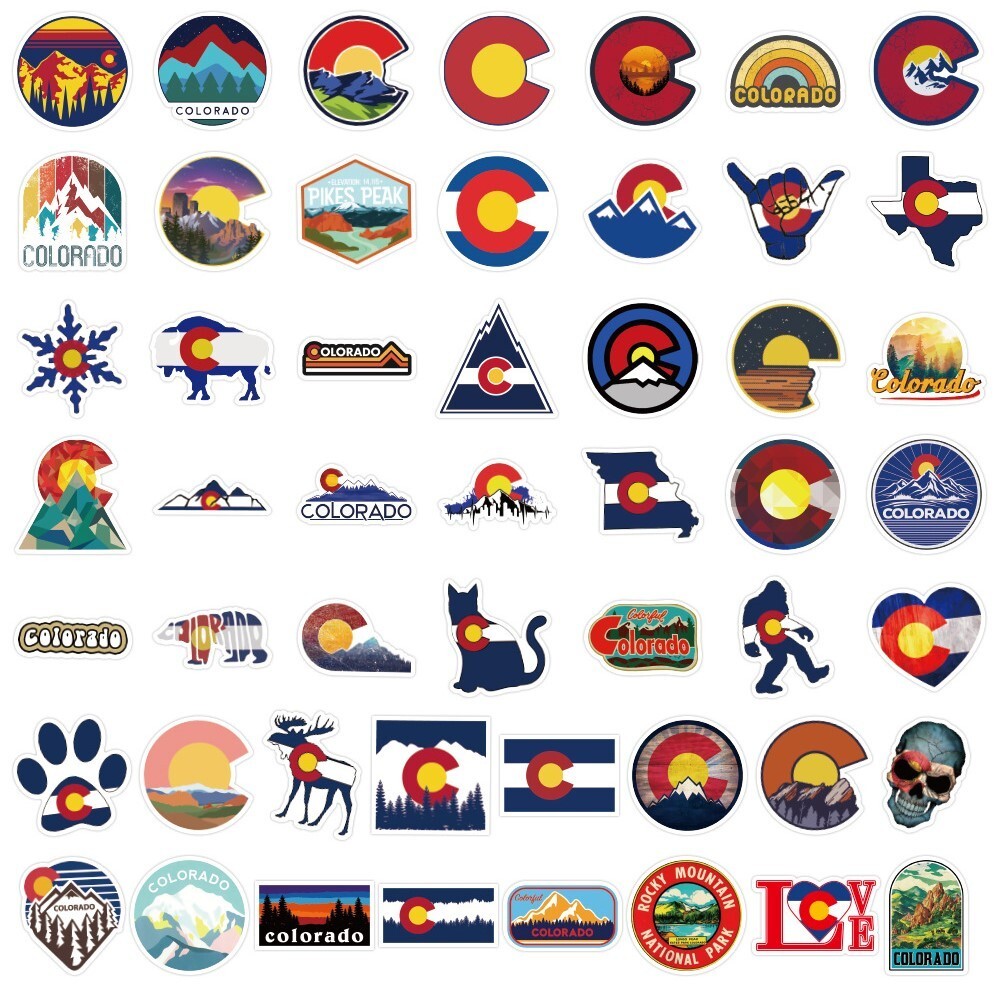 50pcs Colorado Stickers, Waterproof Non-residue Vinyl Stickers, #091
