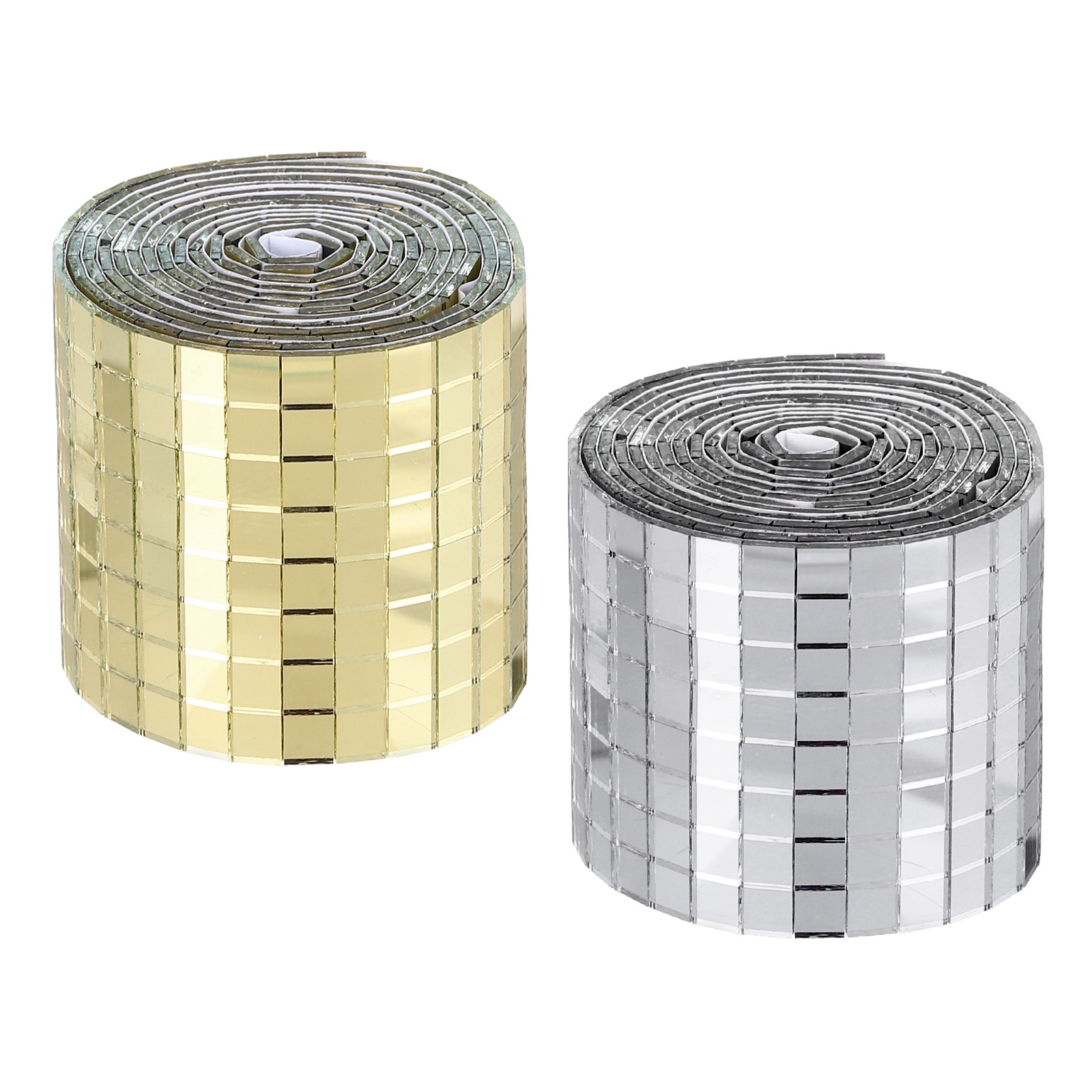 3200 Pcs 5 x 5mm Gold/Silver Adhesive Mosaic Tiles Disco Tiles 2 Rolls for Craft