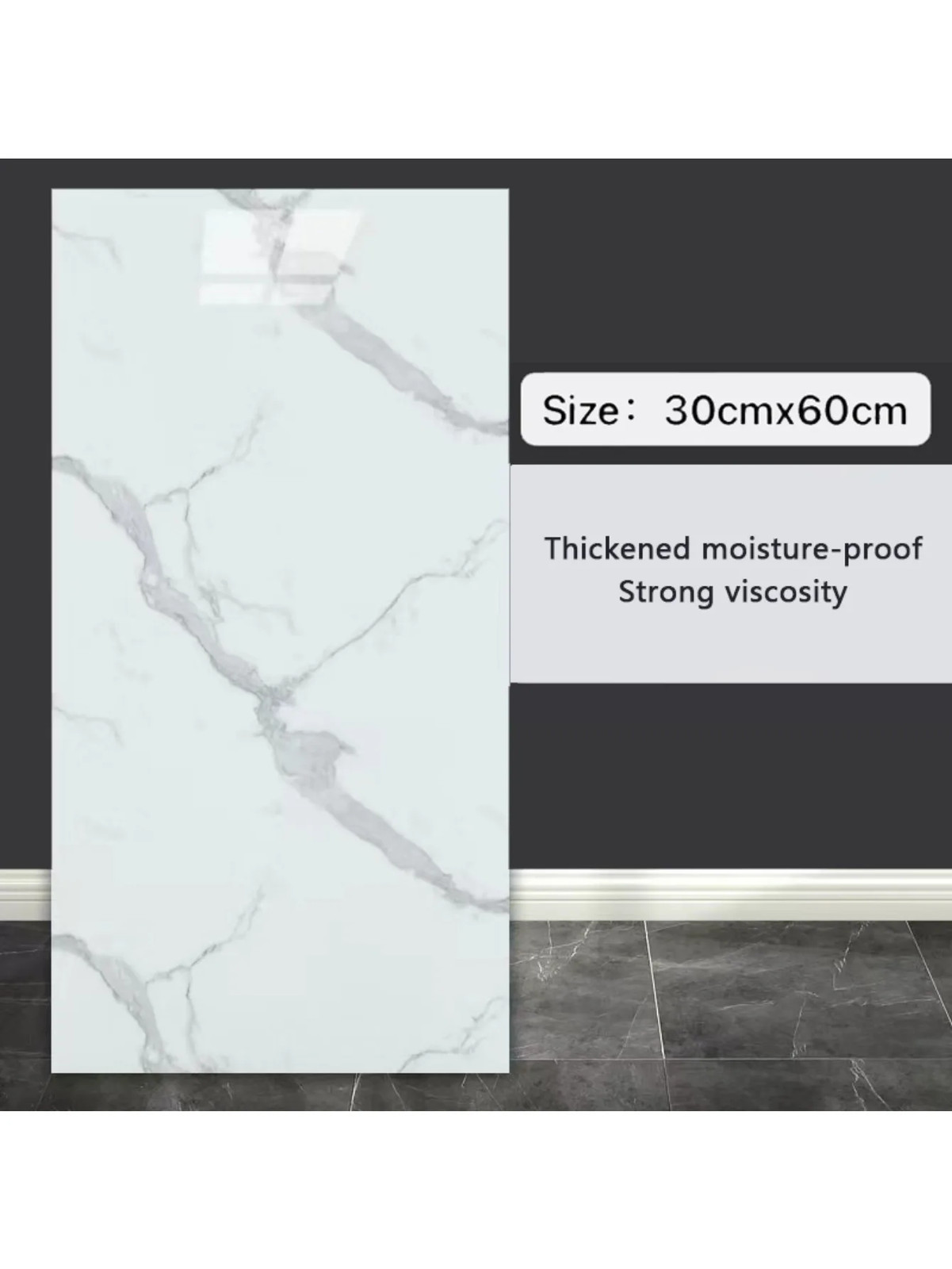 10-Pack Self-Adhesive Marble Tile Stickers – Waterproof 30X60Cm PVC Peel-And-Sti