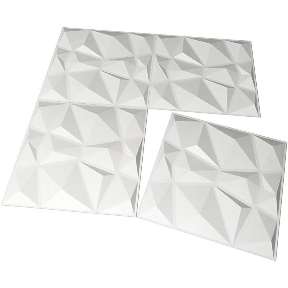 10PCS 3D Wall Panels Diamond Design Textured Accent PVC Wall Background Decor