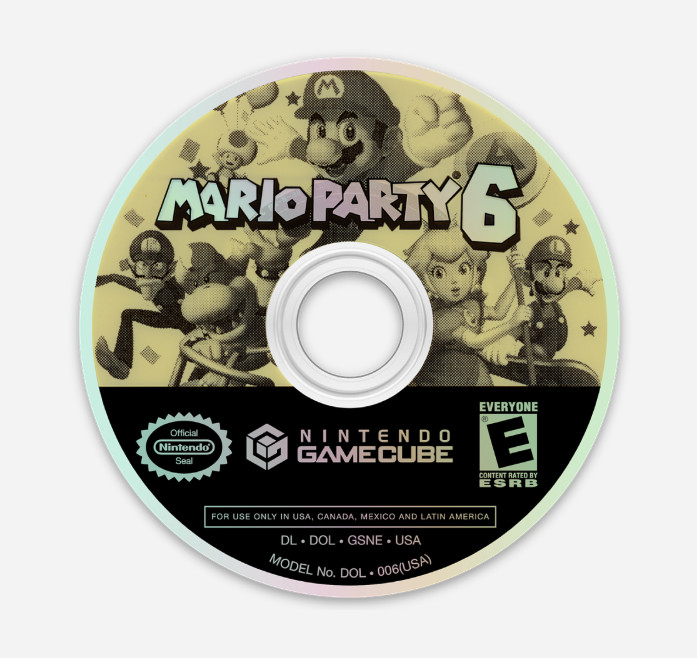 3" Mario Party 6 STICKER Gamecube Disc Nintendo Luigi Peach Bowser Matte Finish