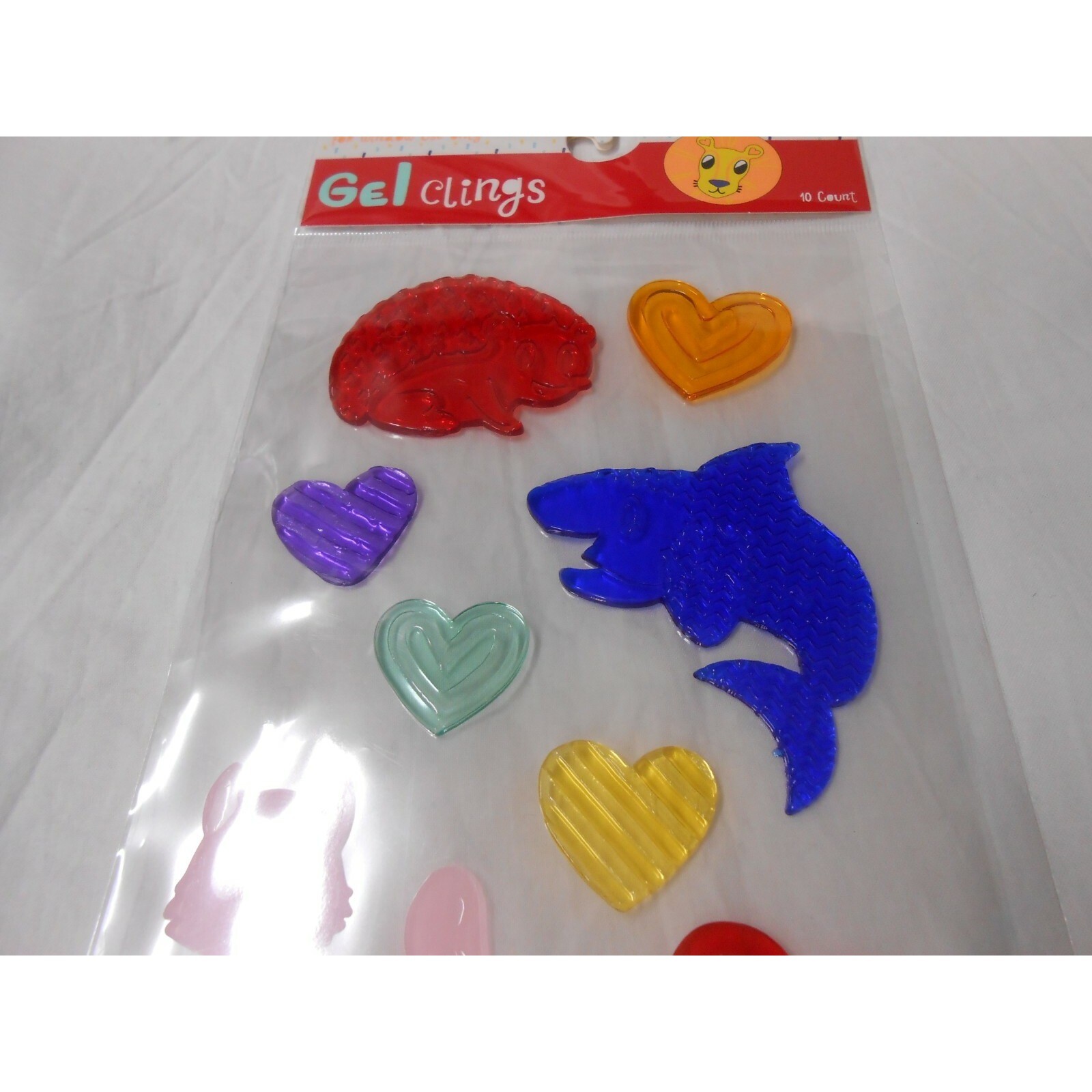 NEW Shark Otter Animals Window Gel Clings Decorations 10 pcs Hearts Valentines!