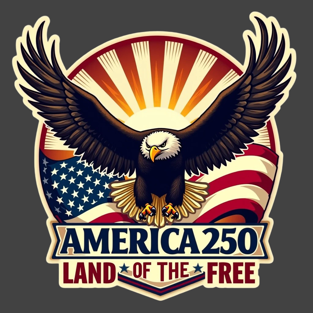America 250 Sticker Vinyl Decal Eagle USA Flag Land of the Free Patriotic
