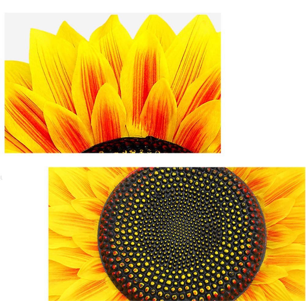 3D Sunflower Wall Decals – 6pcs in 8in/10in Lifelike Removable Art DIY Sunflo…