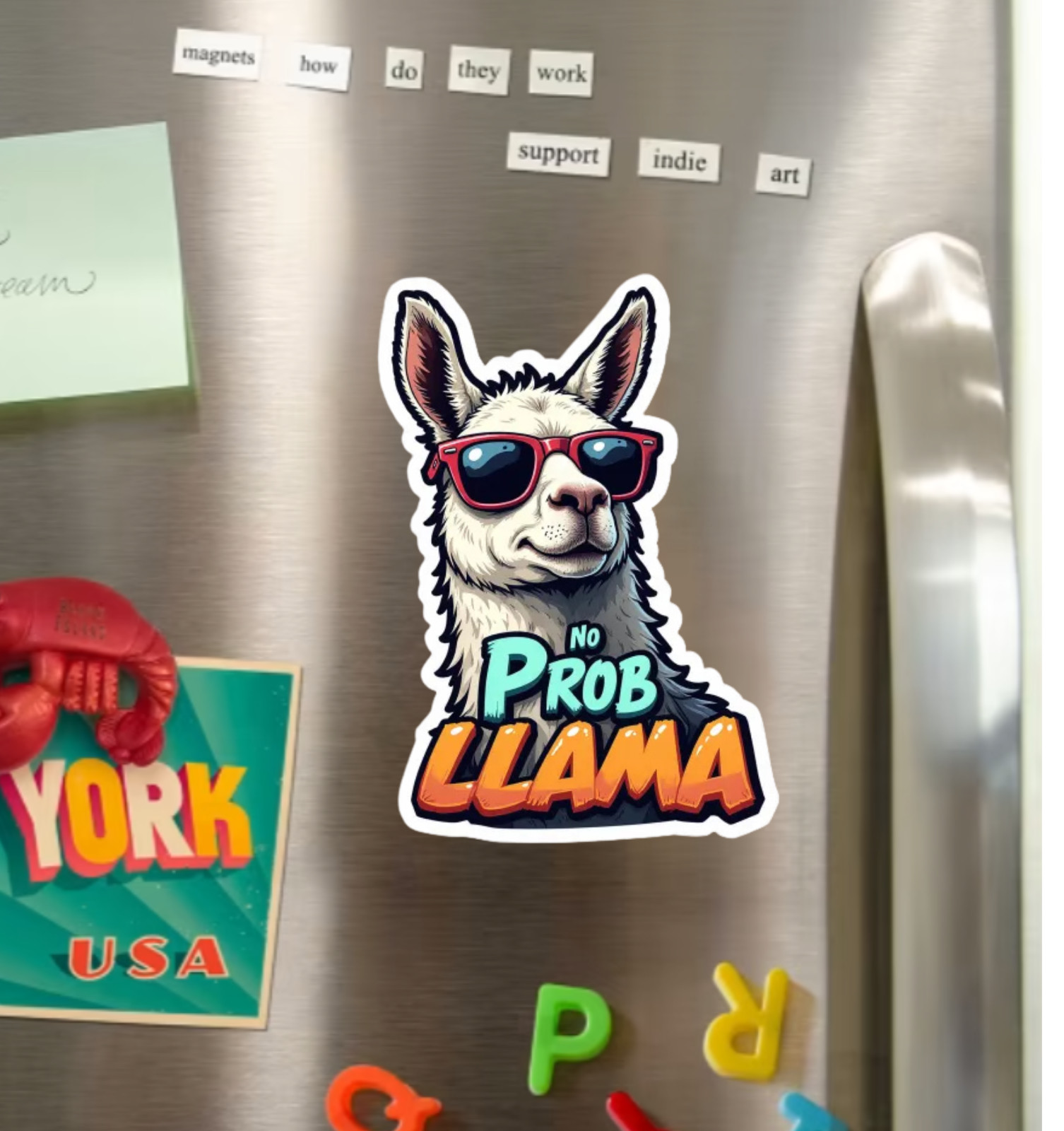 No Prob Llama Funny Fridge Magnet or Laptop Sticker