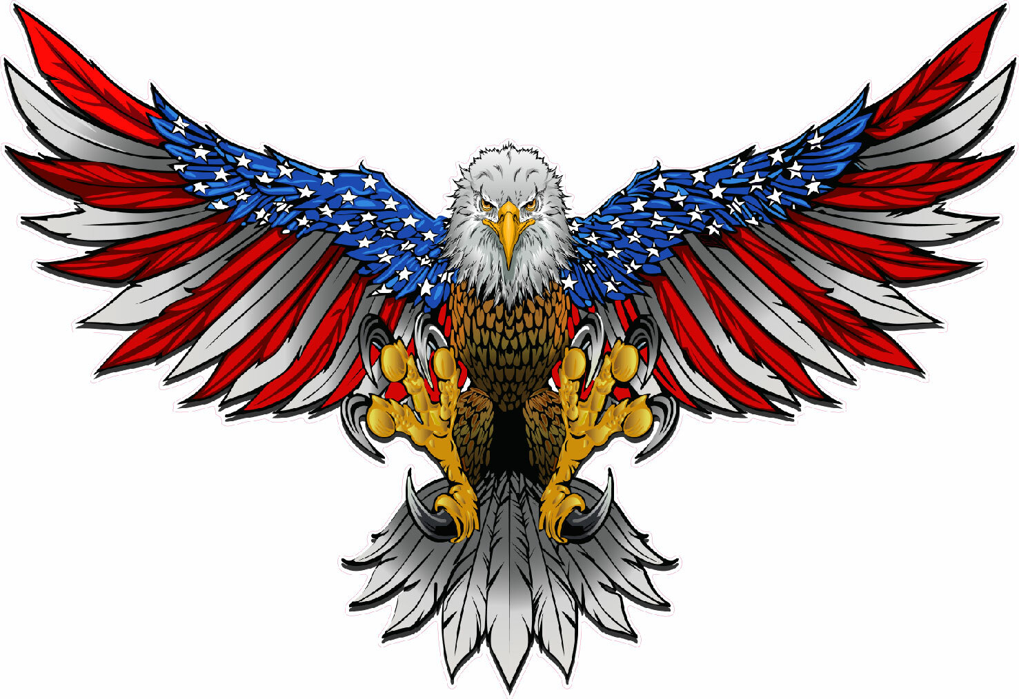 American Flag Attack Bald Eagle Wings Decal Large 36" in size