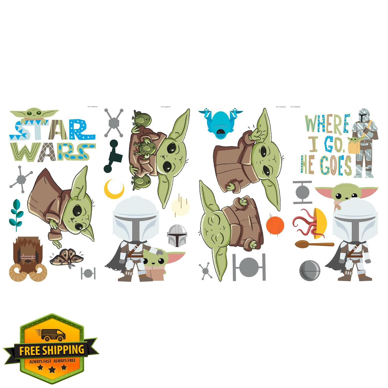 RoomMates Star Wars Wall Decals Green Brown Blue