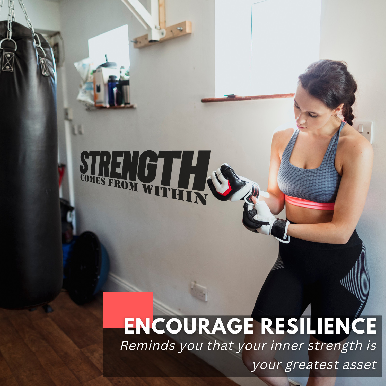 Motivational Wall Decal Strength Comes from Within Gym Home Inspirational Decor