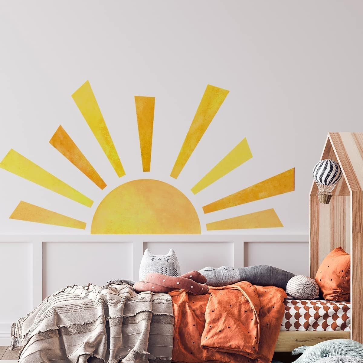 42 x 23.5 Inch Boho Half Sun Wall Decal – Mural, Modern Vinyl Peel and Stick …