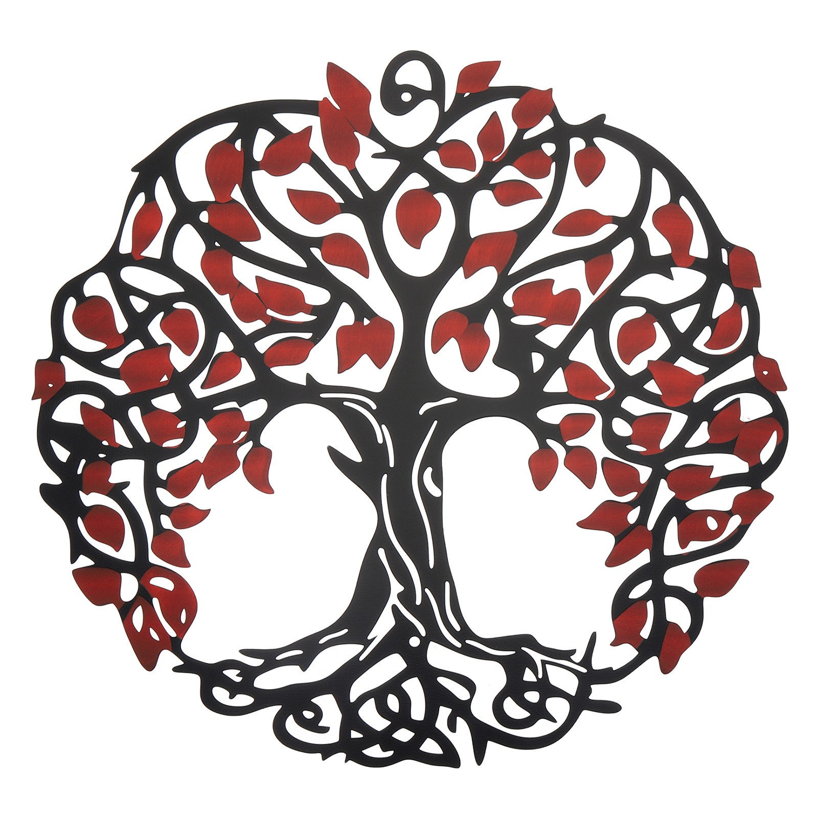 Metal Tree Wall Decor Tree of Life Wall Sculpture Decoration Red Black