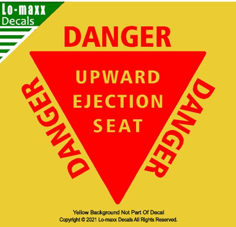 Danger Upward Ejection Seat USAF Military Aircraft Markings Die Cut Vinyl Decal