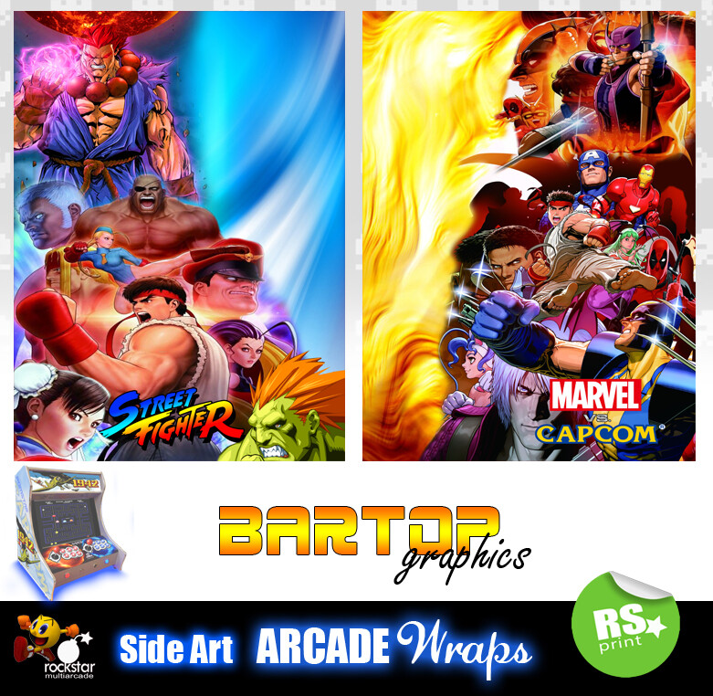 Street Fighter Marvel Arcade Side Artwork Panel Stickers Graphics All Sizes