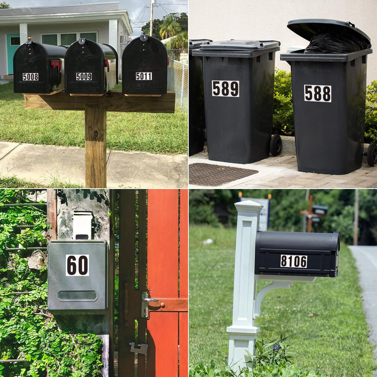 3 Inch Adhesive Numbers for Mailbox, Vinyl Reflective Stickers, Self-Adhesive De
