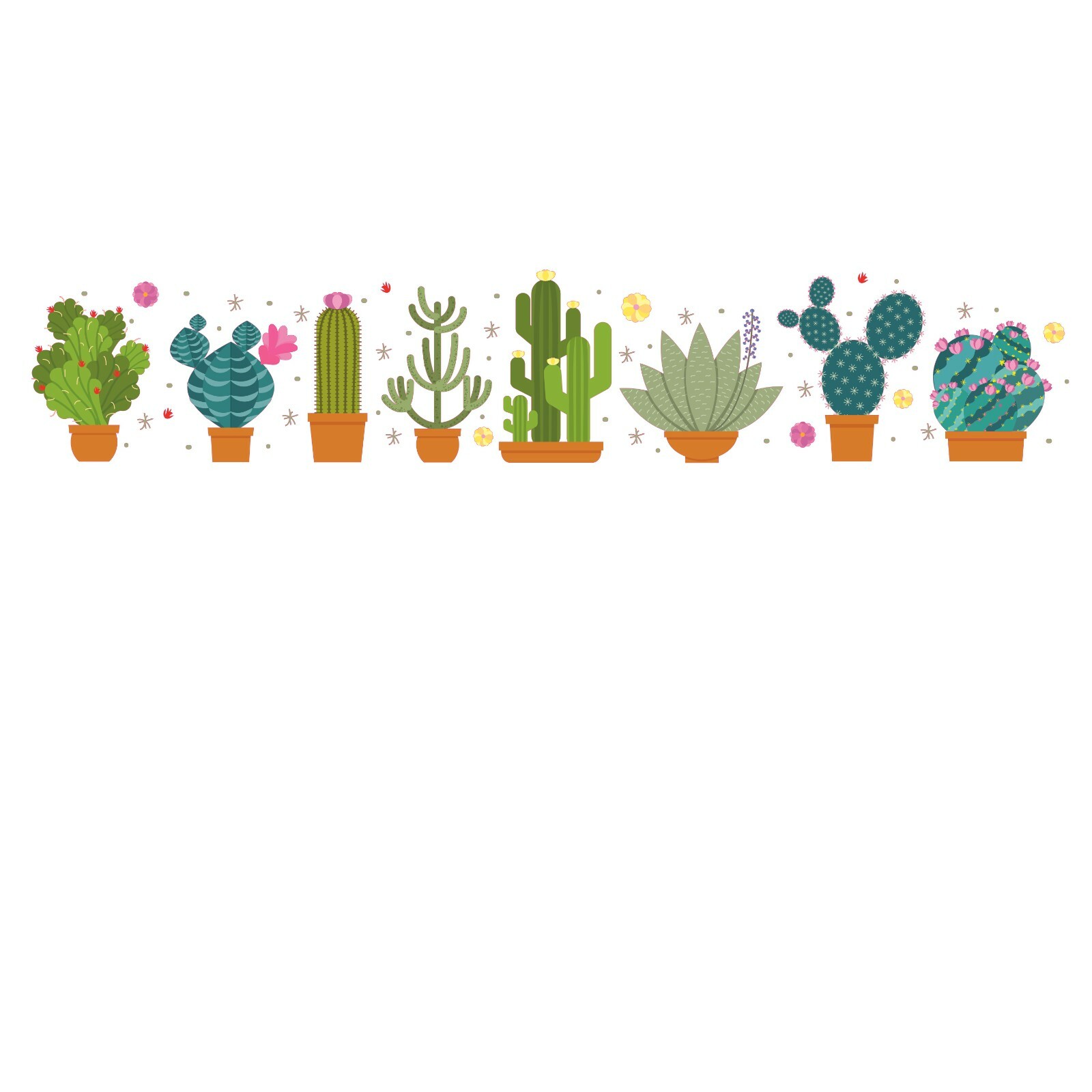 Home Bedroom Art Succulents Nursery Plants Decor Cactus Design Vinyl Wall Decal