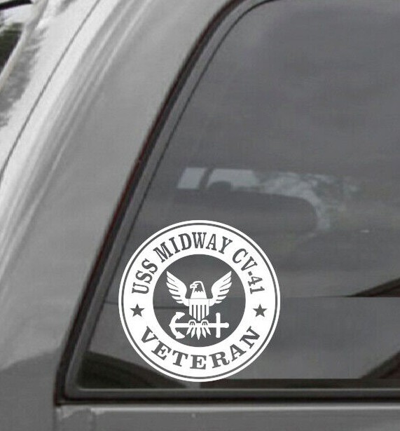 USS MIDWAY CV-41 VETERAN Vinyl Window Decal U.S. NAVY