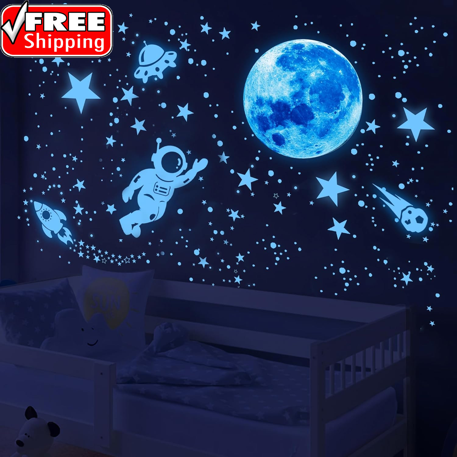 530Pcs Glow in the Dark Stars for Ceiling,Space Galaxy Wall Decals | Glow in the
