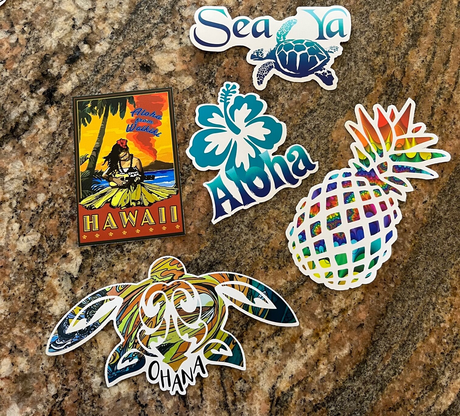 Live Aloha Sticker Pack Lot – Surfing Hawaii Island Maui Kauai Kona Beach Tiki