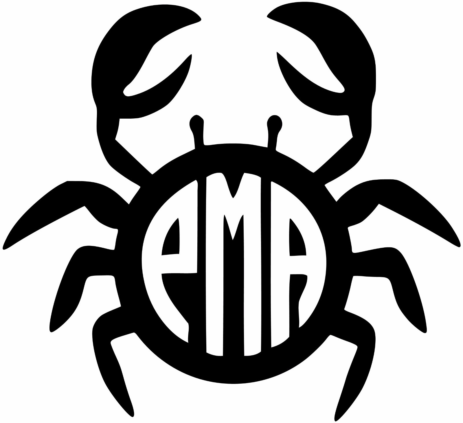 Custom Crab Monogram Initials Personalized Vinly Decal U Pick SIZE + COLOR