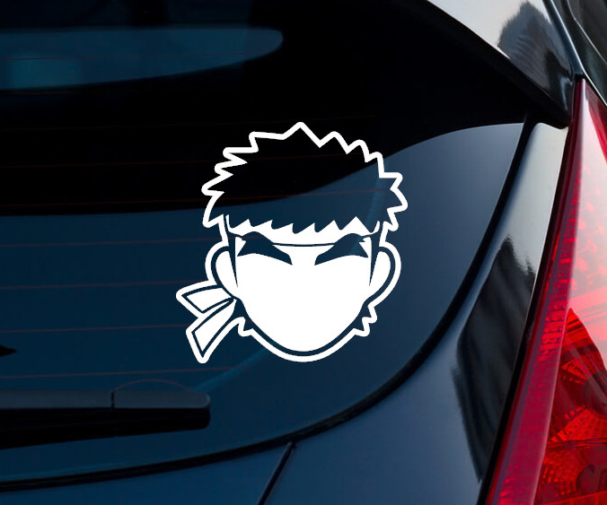 Street Fighter Ryu Super Smash Bros In/Outdoor Matte White Vinyl Decal 3"x2.9"