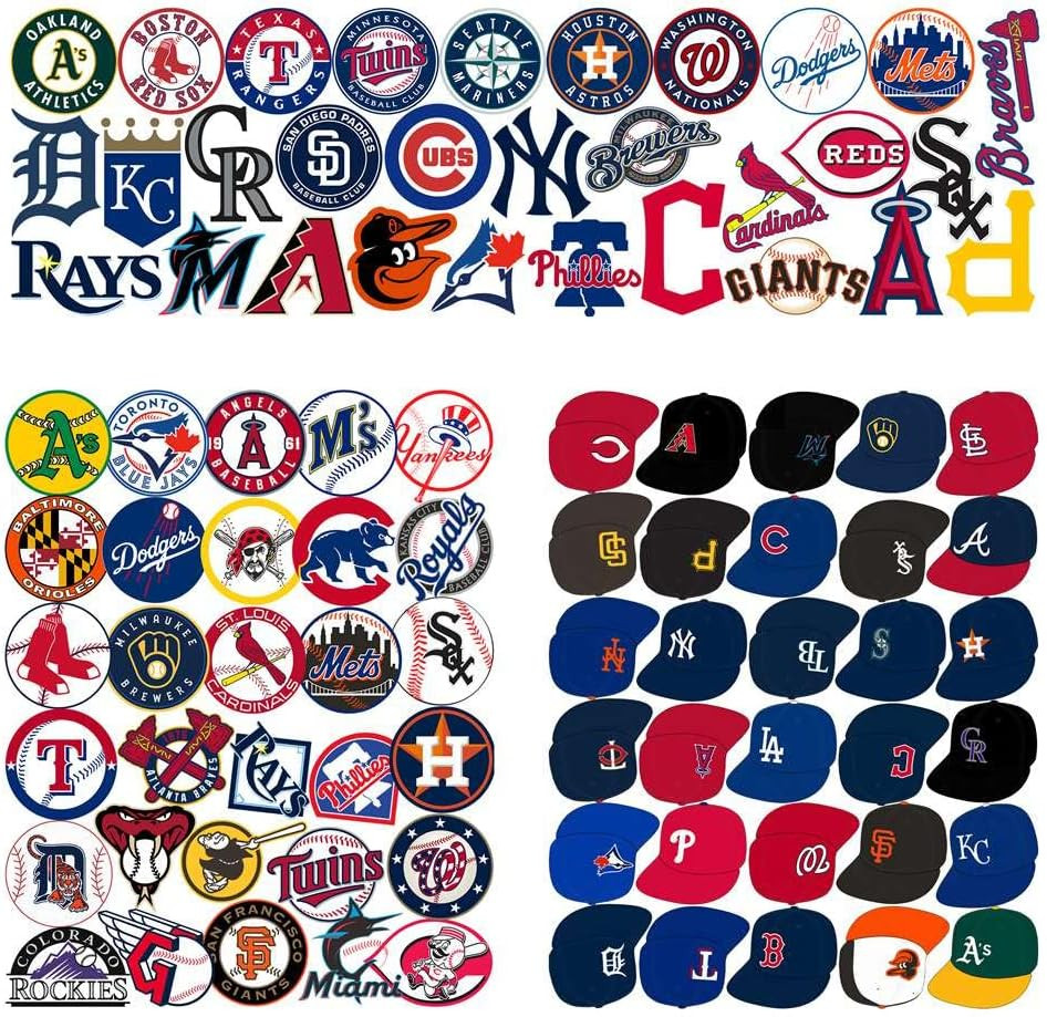 100 Pcs Sports Stickers,Baseball Stickers,Baseball Team Logo Decals,Hydroflask B