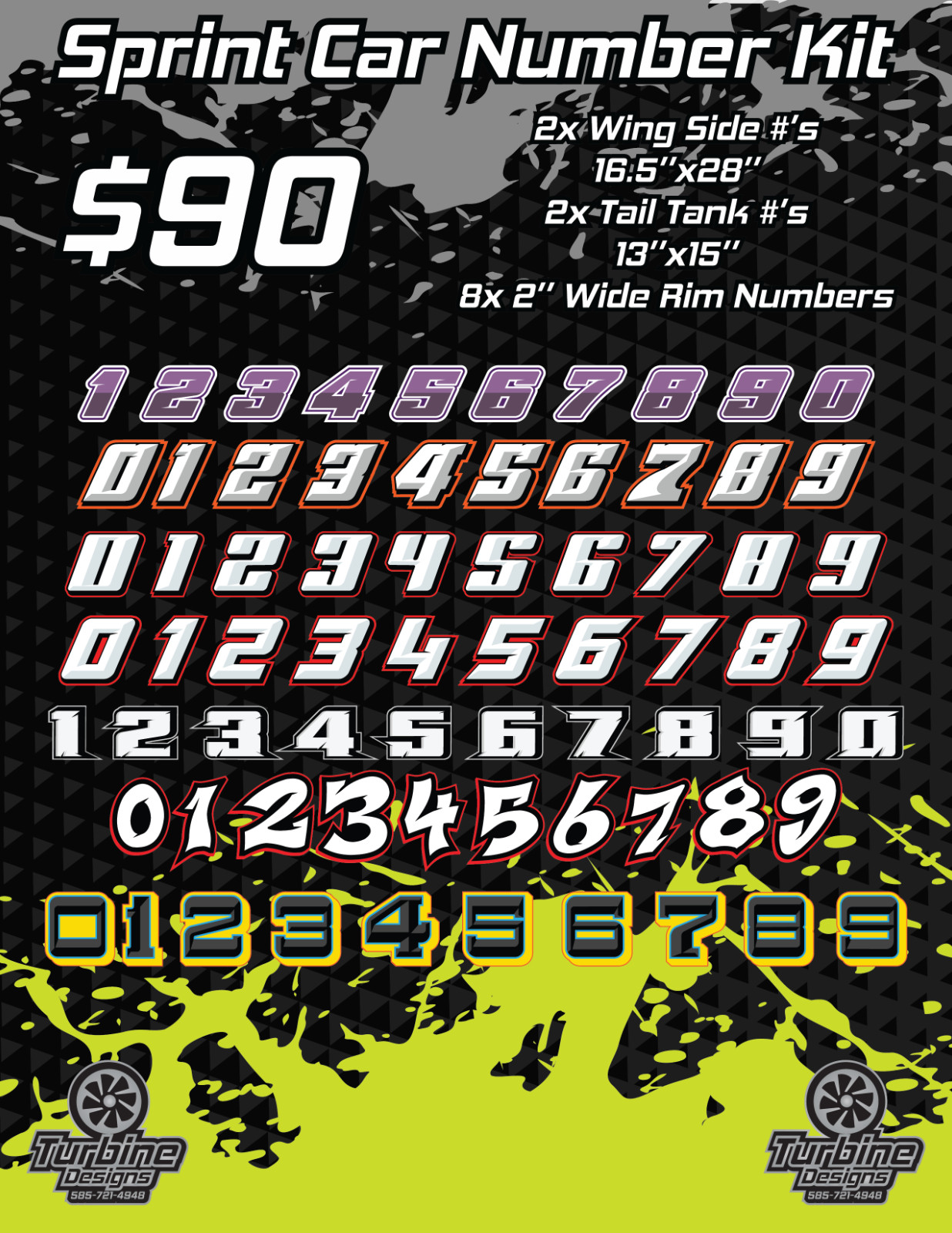 Sprint Car Number Kit, Vinyl Sticker, Wrap