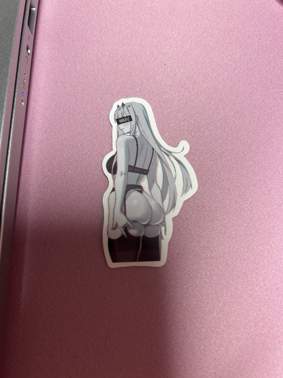 black and white waifu lewd fantasy girl sticker #16