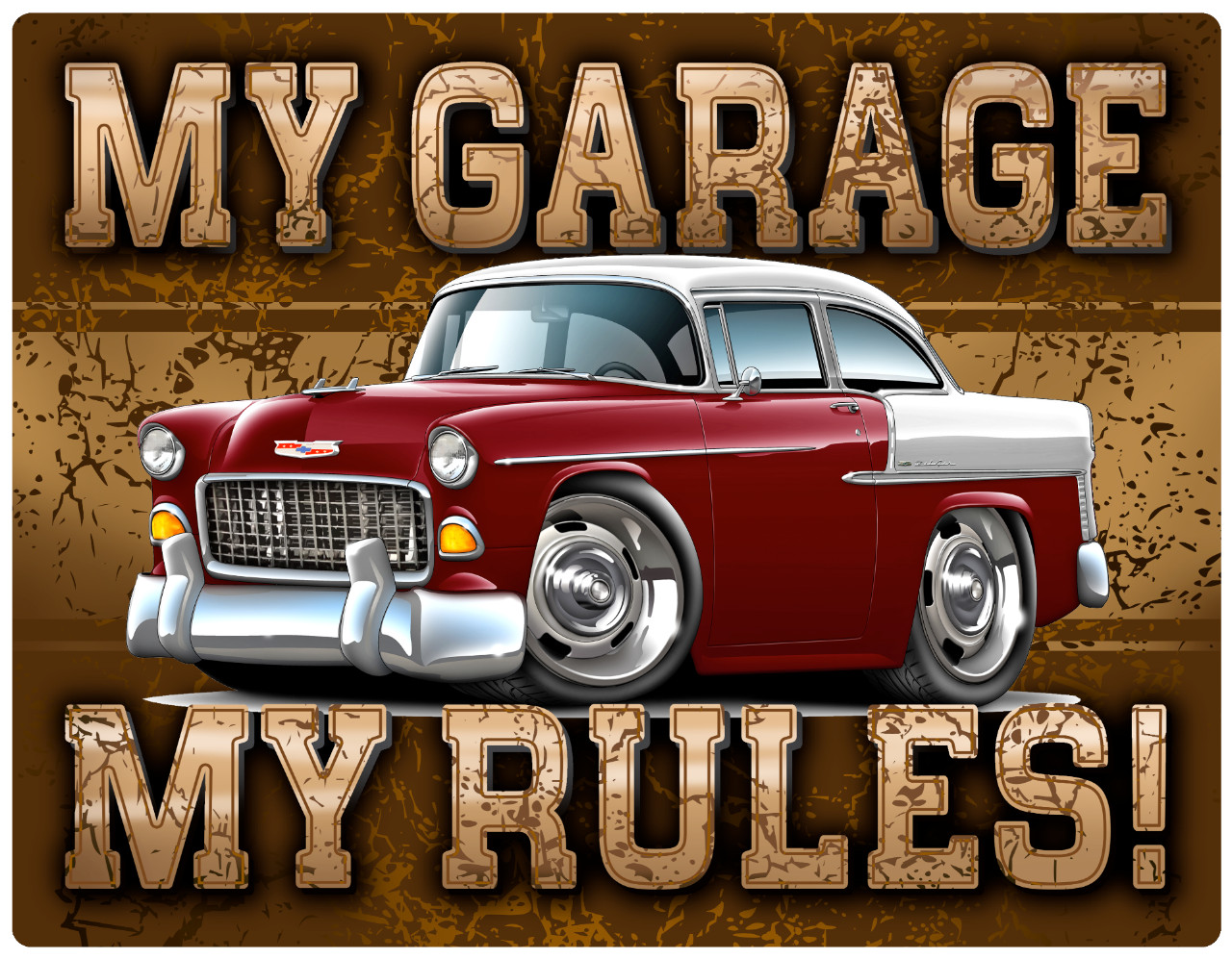 1955 Chevy Belair Hardtop My Garage My Rules Wall Art Graphic Sticker