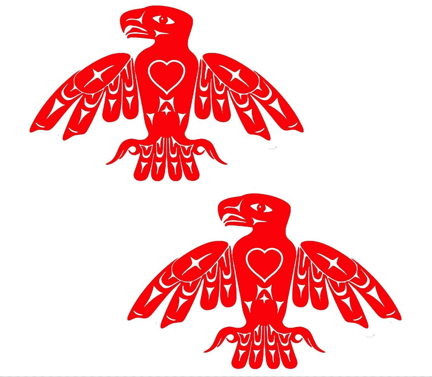 Native American Totem Eagle Bird Two Pack 5" Red Vinyl Decals Car Truck Bumper