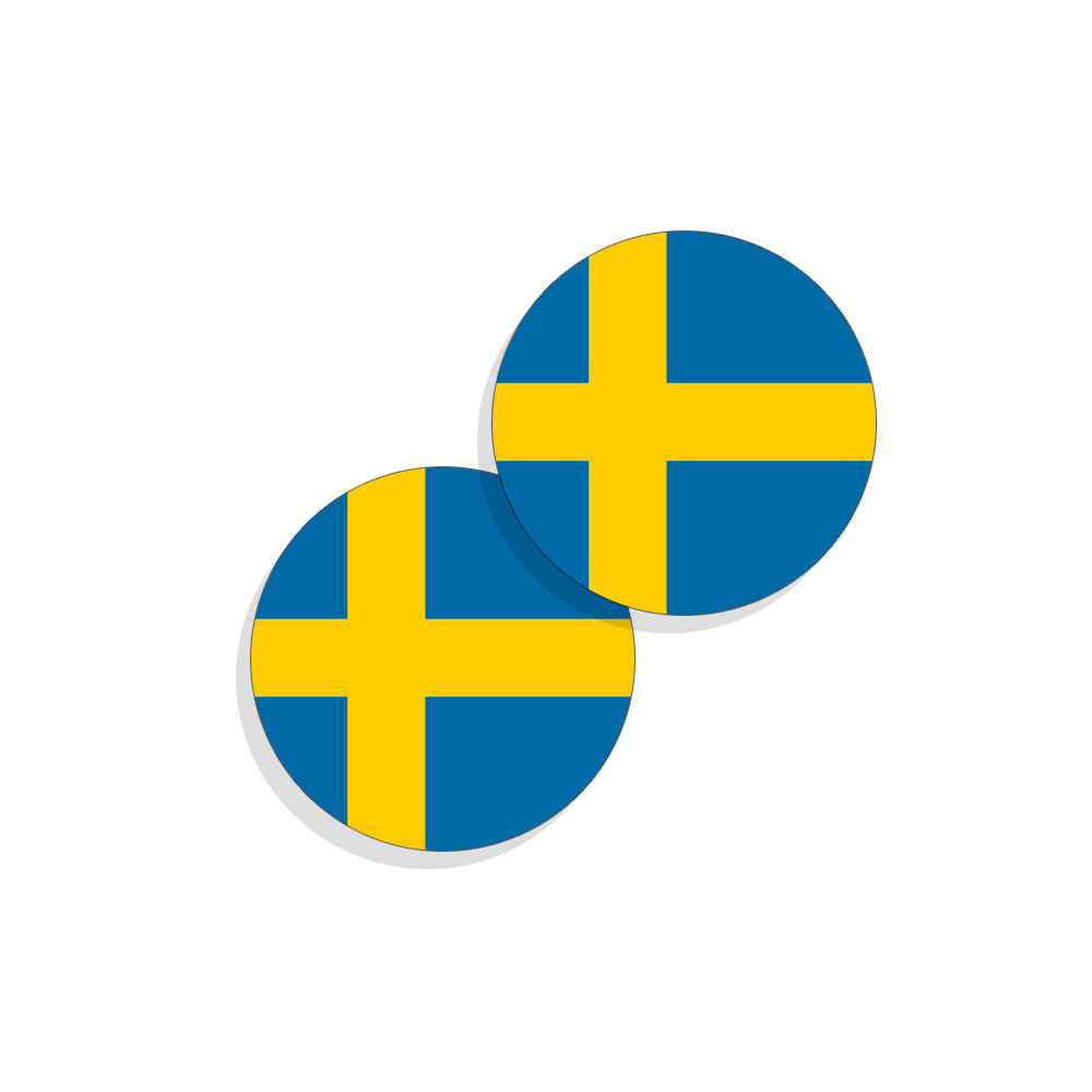 Sweden Flag Stickers Flag Decals Vinyl Round Set of 4 Swedish Flags
