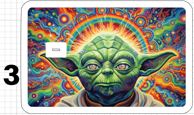 Psychedelic Yoda ATM Debit Credit Sticker Skin 420 Star Wars Jedi Sith Pot USA