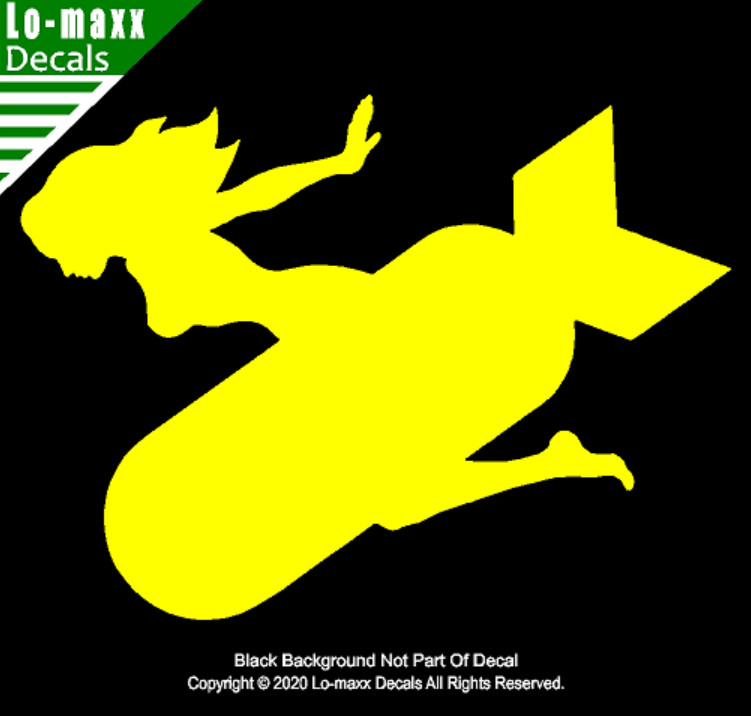 Mudflap Girl Riding Bomb Trucker WW 2 Bomber Custom Graphic Die Cut Vinyl Decal