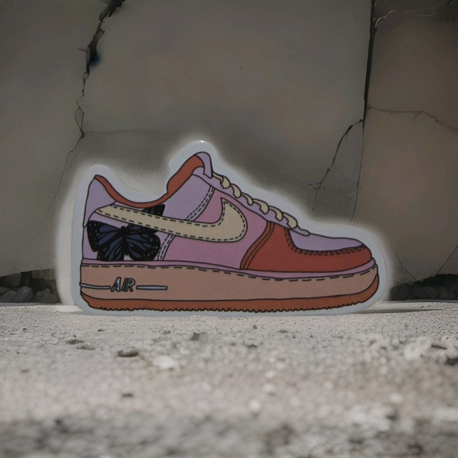 Nike Air Force One Butterfly Sticker 3" X 1.5" Vinyl Decal Sneakers Butterflies