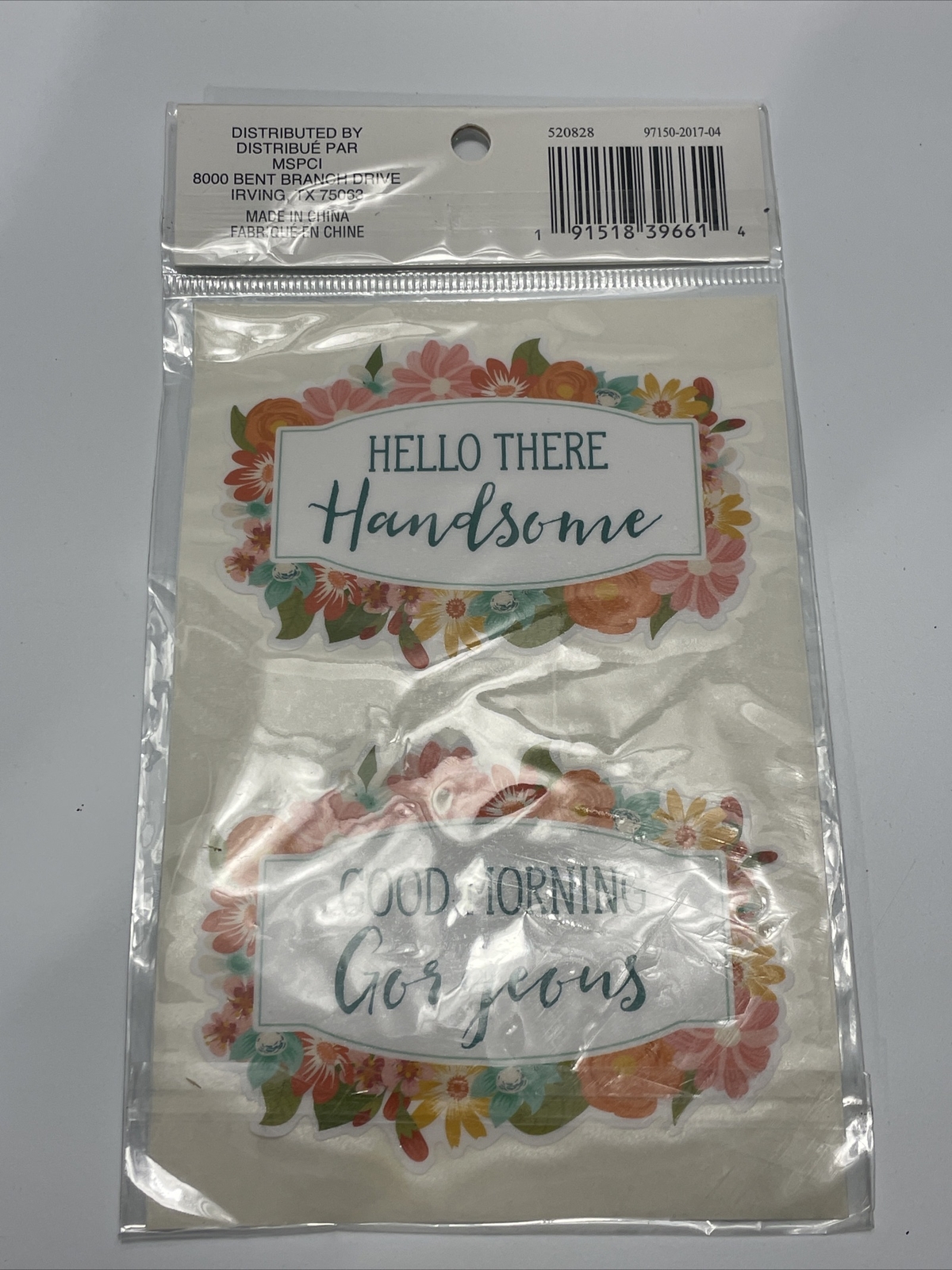 Good Morning Gorgeous & Hello Handsome, 2 pk Vinyl Decals. New
