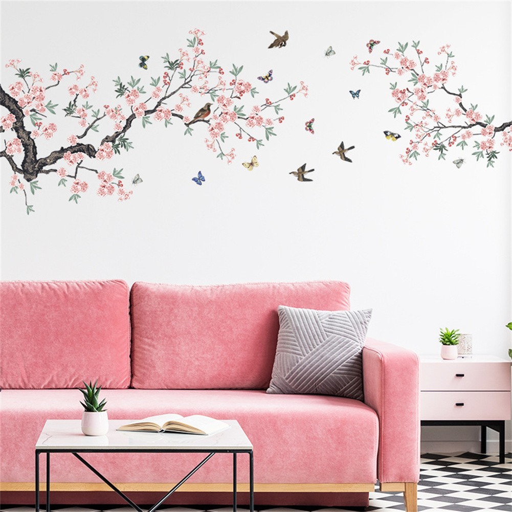 Easy To Apply Bedroom Living Room Branch Bird Stickers Bedroom Wall Stickers