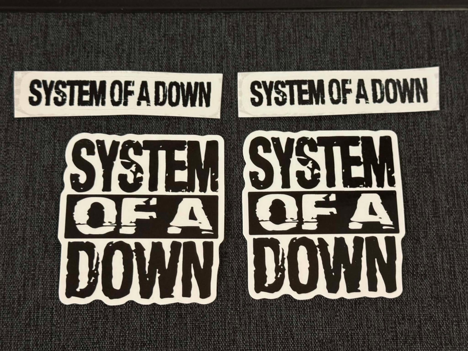 Lot (4) SYSTEM OF A DOWN 1/2" to 3 1/4" Band Logo STICKERS Black FAST! FREE SHIP